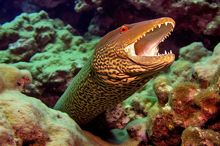 海洋中的野生鳗鱼图片