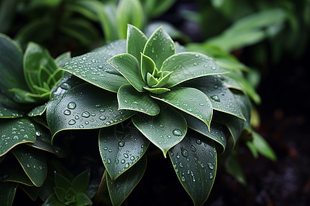 满是露水的绿色植物图片