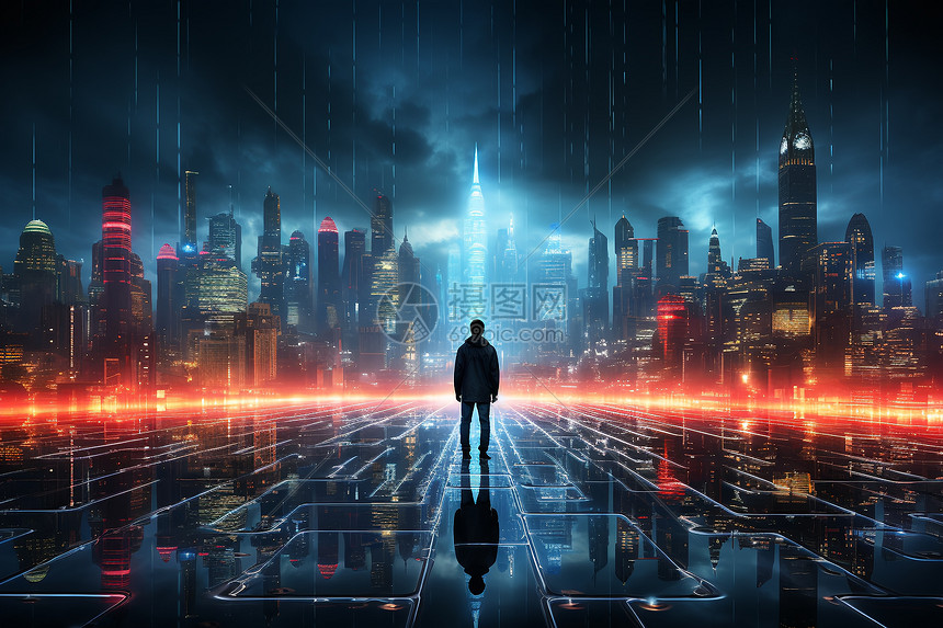 未来科幻城市中夜景图片