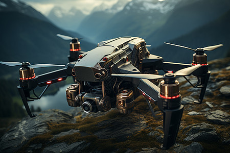 山中航行的机械无人机图片