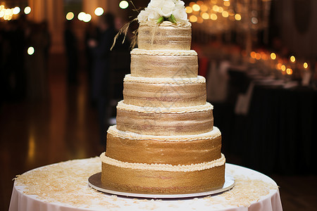庆祝婚礼的奶油蛋糕图片