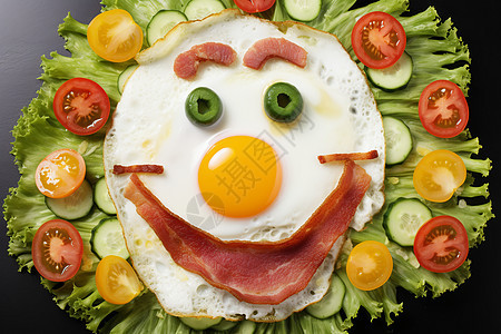 蔬菜鸡蛋造型早餐图片