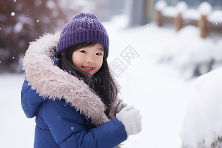 雪地里旅游的女孩图片