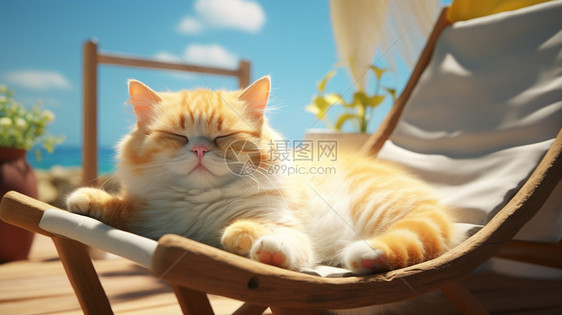 眯眼晒太阳的猫图片