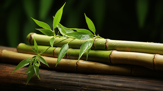 新鲜萌芽的竹节图片