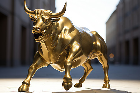 立体的金牛雕像背景图片