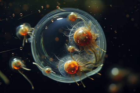 气泡中的水母图片