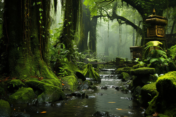 绿意盎然的丛林景观图片