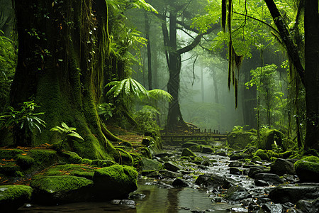神秘的热带雨林景观图片