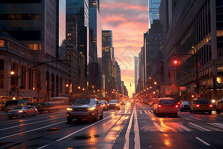 繁华的城市道路背景图片