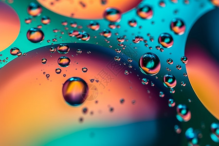 色彩斑斓的水滴油画图片