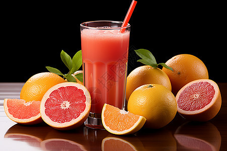 夏季清凉的柚子柑橘汁背景图片