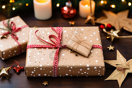 圣诞礼物盒纸皮包装的礼物盒背景