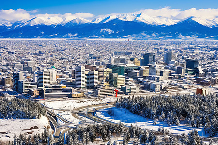 雪覆盖的城市地面图片