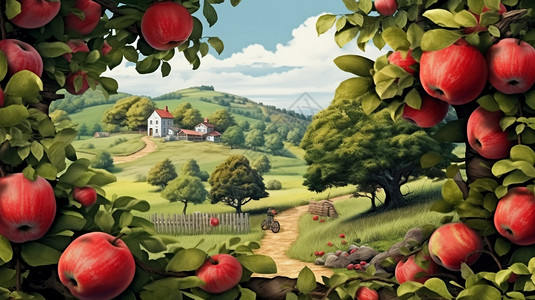农庄里的红苹果图片