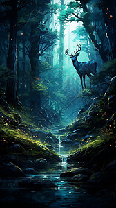 森林里神秘的小鹿高清图片