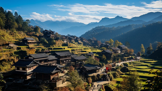 古老村庄的房屋图片