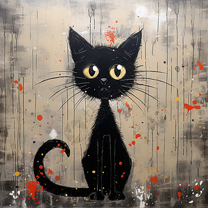 黑猫的肖像画背景图片