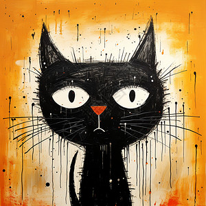 简单的小猫绘画背景图片