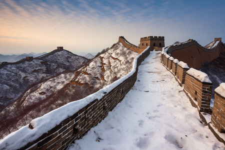 城墙上的积雪图片