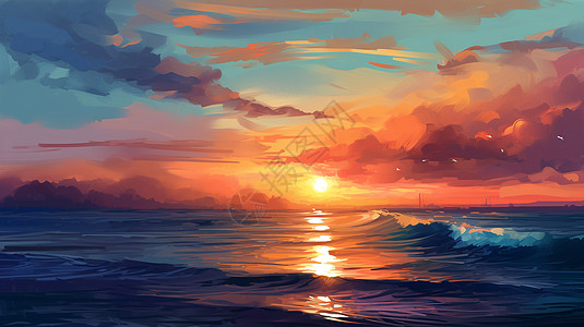 海洋温暖的日落背景图片