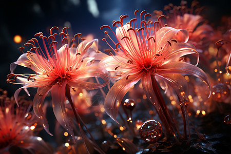 绚丽红蛛花的百合花图片