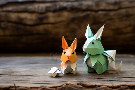 手工折纸艺术的兔子图片