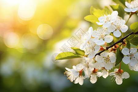 春季花园中盛开的美丽樱花图片