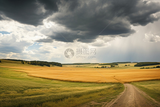 秋天农业种植的田野景观图片