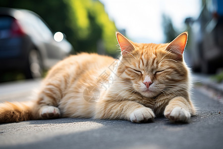 户外晒太阳的宠物猫咪图片