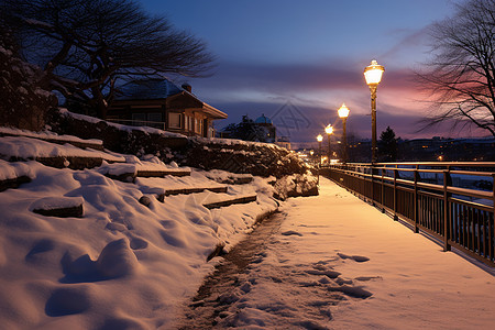 美丽的冬季白雪覆盖景观图片