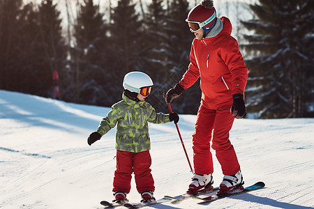 冬日滑雪快乐时刻高清图片