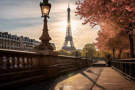 美丽的巴黎埃菲尔铁塔景观图片