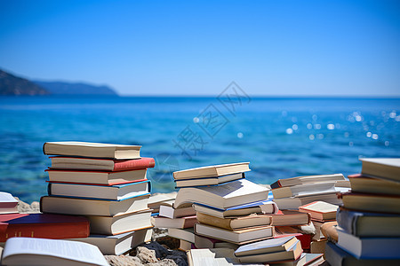 阳光下的书海背景图片
