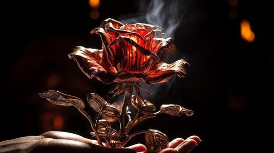 创意感燃烧的红色玫瑰图片