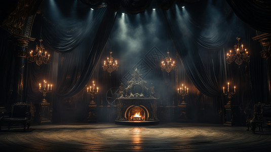 神秘暗黑的古典舞台高清图片
