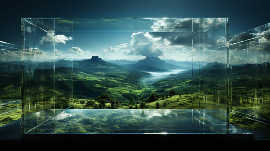 山顶的透明立方体图片