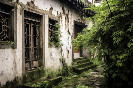 乡村废弃的中式江南建筑图片