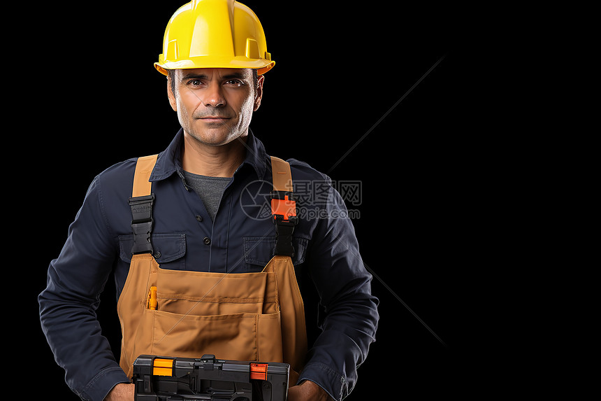 男工人戴着黄色安全帽图片