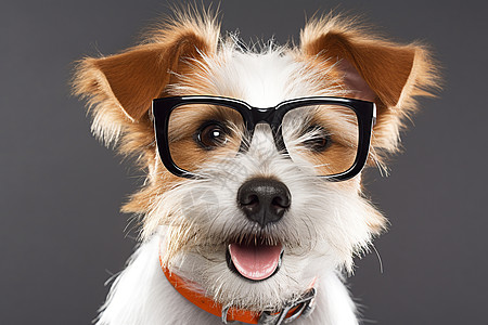 戴眼镜与项圈的可爱狗狗图片