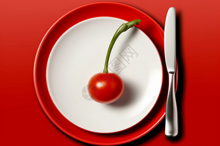 餐盘中的红樱桃图片
