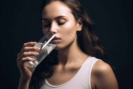 健康饮水的女人图片