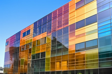 现代时尚的彩色外墙玻璃背景图片