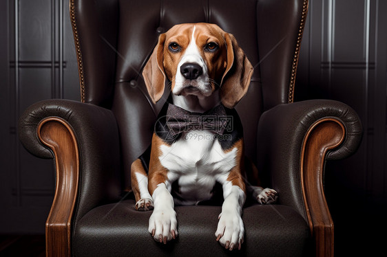 沙发上帅气的贝格犬图片