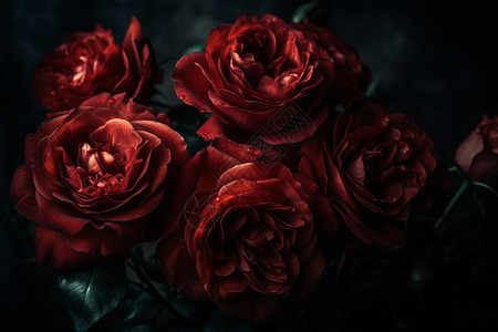 暗黑风红玫瑰特写背景图片