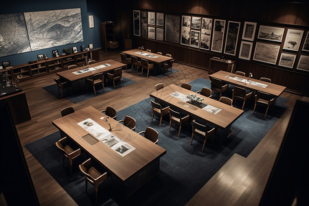古典的木质大型会议室图片