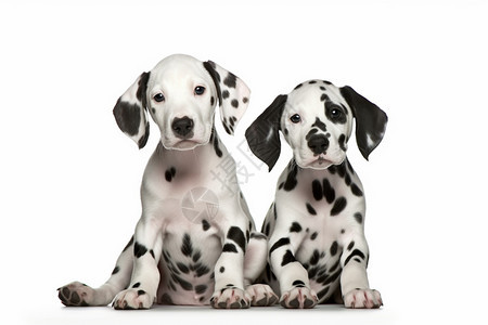 白色背景上的斑点狗幼崽图片