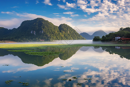 美丽的山间湖泊景观图片