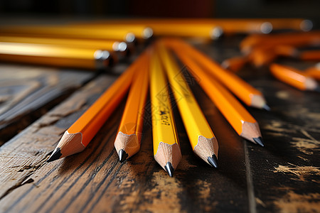 摆放桌面桌上摆放的一组铅笔背景