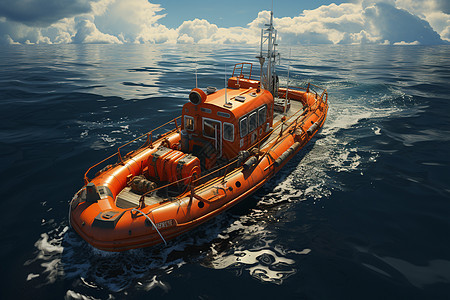 宁静海洋航行的救援船图片